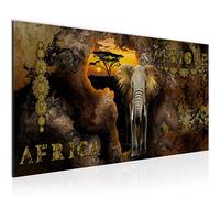 Runa Art Wall Pictures africa Map Modern Non-Woven Canvas Living Room Hall Abstract Elephant Brown 022612b