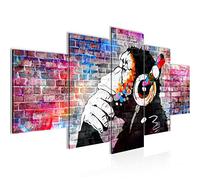 Runa Art - Wall Pictures DJ Monkey 200 x 100 cm 5 Pieces XXL Wall Art Non-woven Canvas Colourful 042551c