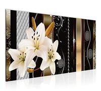 Runa Art Wall Pictures Flowers Lilies Modern Non-Woven Canvas Living Room Hall Abstract Beige Brown 008412a
