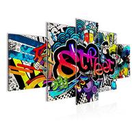 Runa Art - Wall Pictures Graffiti 200 x 100 cm 5 Parts XXL Wall Art Non-woven Canvas Colorful 004551b