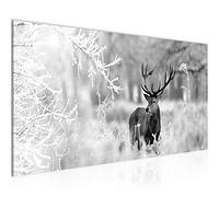 Runa Art Wall Pictures Winter Deer Modern Non-Woven Canvas Living Room Hall Forest animals Black-and-White 004112b