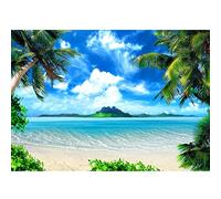 Runa Art Wallpaper 396 x 280 cm Beach and sea Non-Woven Decoration Print Wall Mural Living Room - Made in Germany - Green Blue 9004012a