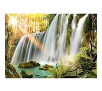 Runa Art Wallpaper 396 x 280 cm Waterfall Landscape Non-Woven Decoration Print Wall Mural Living Room - Made in Germany - Green White 9344012a