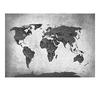 Runa Art Wallpaper 396 x 280 cm World map Non-Woven Decoration Print Wall Mural Living Room - Made in Germany - Black-and-White 9088012c