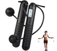 Runaivete/Indicatek Skipping Rope with Counter, Cordless Jump Rope, Smart Weighted Jump Rope LCD Display Calorie Counter Adjustable Digital Timer Jumprope for Fitness Lose Weight (A, Cordless)