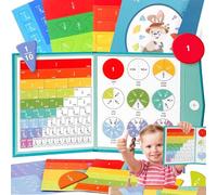 Runaivete Magnetic Fraction Demonstration Book, Fraction Educational Puzzle, Magnetic Math Manipulatives Set with Fraction Tiles & Magnets - Easily At Home for Hands and Brain Use (1Set)