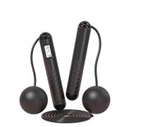Runaivete Skipping Rope with Counter, Cordless Jump Rope, Intelligent Adjustable Digital Timer & Calorie Burned Counting Jumprope with LCD, Tangle-Free Jumping Rope(Black,60MM-ball)
