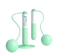 Runaivete Skipping Rope with Counter, Cordless Jump Rope, Intelligent Adjustable Digital Timer & Calorie Burned Counting Jumprope with LCD, Tangle-Free Jumping Rope(Green,60MM-ball)