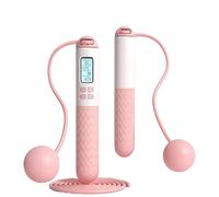 Runaivete Skipping Rope with Counter, Cordless Jump Rope, Intelligent Adjustable Digital Timer & Calorie Burned Counting Jumprope with LCD, Tangle-Free Jumping Rope(Pink-B,30mm-ball)