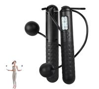 Runaivete Skipping Rope with Counter, Cordless Jump Rope, Smart Weighted Jump Ropes, Adjustable Digital Timer & Calorie Burned Counting Jumprope with LCD Display for Fitness (Black)