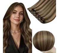 RUNATURE 20In Weft Hair Extensions Human Hair Brown Highlight Honey Blonde