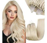 RUNATURE 22 Inch Micro Loop Hair Extensions Real Human Hair Blonde Micro Ring Hair Extensions Human Hair White Blonde Invisible Micro Beads Real Hair 50g #1000