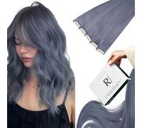 RUNATURE Blue Clip in Hair Extensions Real Human Hair Colored Clip in Extensions Human Hair LightBlue Clip in Real Hair Extensions 16 Inch 25 Gram