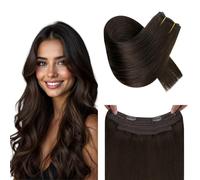 RUNATURE Brown Wire Hair Extensions Human Hair Medium Brown Invisivle Wire Extensions Real Human Hair 20 Inch Fish Line Human Hair Extensions Remy For Women One Piece 100g #2