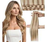 RUNATURE Butterfly Weft Hair Extensions Real Human Hair #8P60 20IN 50g | Weft Hair, Light Brown to Platinum Blonde, Secure & Light, Suitable for Daily Use, Can Be Styled, Natural Look