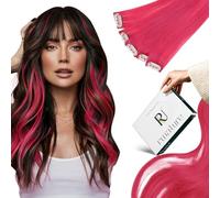 RUNATURE Clip in Hair Extensions Human Hair Pink Clip in Hair Extensions Real Human Hair Hot Pink Clip in Extensions Human Hair 20 Inch 25g 5PCS