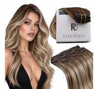 RUNATURE Clip in Hair Extensions Real Human Hair Balayage 10in 50g 3Pcs