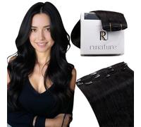 RUNATURE Clip in Hair Extensions Real Human Hair Black Hair Extensions Clip in 14 Inch 50g Black Clip in Extensions 3PCS #1B
