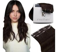 RUNATURE Clip in Hair Extensions Real Human Hair Extensions Clip in Double Weft Brown Remy Natural Invisible Straight Clip Hair Extensions Brown 10 Inch 50 Gram 3PCS #2