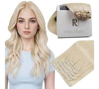 RUNATURE Clip in Hair Extensions Real Human Hair White Blonde Hair Extensions Clip in Human Hair Blonde Clip Hair 20 Inch 120 Gram 7PCS #800