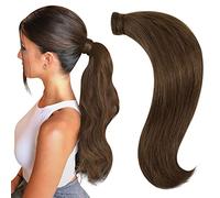 RUNATURE Human Hair Ponytail Extension Chocolate Brown Clip in Ponytail Hair Extensions Real Human Hair Straight Ponytail Extension Real Hair 70g 12 Inch