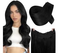 RUNATURE Invisible Wire Hair Extensions Human Hair 18 In #1