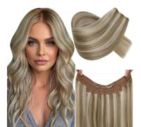 RUNATURE Invisible Wire Hair Extensions Human Hair Highlight Blonde #P8/24