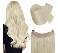 RUNATURE Invisible Wire Hair Extensions Human Hair White Blonde 80g #60