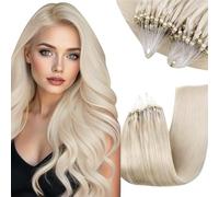 RUNATURE Micro Loop Hair Extensions Real Human Hair Blonde 12 Inch White Blonde Micro Beads Hair Extensions Human Hair 40g