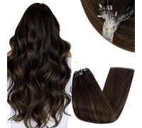 RUNATURE Micro Loop Hair Extensions Real Human Hair Brown Balayage Hair Real Human Remy Straight for Natural Look 40g 12 Inch #2/2/6