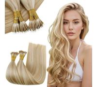 RUNATURE Nano Beads Hair Extensions Human Hair Highlight Medium Blonde Nano Hair Extensions Human Hair Blonde Invisible Nano Ring Straight Remy Real Hair 50g 50s 14 Inch #18/613