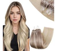 RUNATURE Ombre Micro Ring Hair Extensions Human Hair Blonde Micro Beads Hair Extensions Real Hair Blonde Balayage Micro Loop Hair Extensions Real Human Hair 16 Inch 50g
