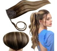 RUNATURE Ponytail Hair Extension Human HairBrown Ombre 18in 80g