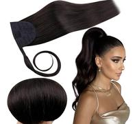RUNATURE Ponytail Human Hair Extension Off Black Clip in Ponytail Hair Extensions Real Human Hair Black Ponytail Extension Human Hair 12 Inch 70g
