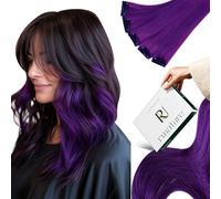RUNATURE Purple Hair Extensions Clip in Real Human Hair Colored Clip in Purple Hair Extensions Human Hair 22 Inch 25g/5pcs