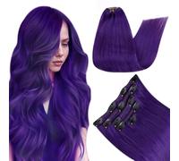 RUNATURE Real Hair Clip in Extensions Purple 20in 70g 5Pcs