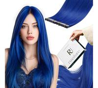 RUNATURE Tape Blue Hair Human Hair Extensions 20 In