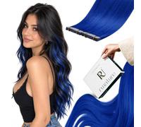 RUNATURE Tape in Hair Extensions Human Hair 18in Blue 25g