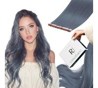 RUNATURE Tape in Hair Extensions Human Hair 18in Light Blue 25g