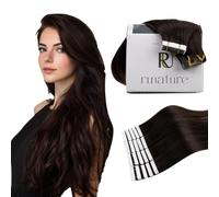 RUNATURE Tape in Hair Extensions Human Hair Brown Tape Hair Extensions Real Human Hair Invisible Remy Straight Dark Brown Tape Hair 10 Inch 20 Pieces/30G #2