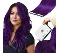 RUNATURE Tape in Hair Extensions Purple Colored Tape in Extensions Purple Real Hair Purple Tape Hair Extensions Remy Human Hair 14 Inch 20 Gram