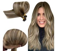 RUNATURE U Tip Hair Extensions Human Hair 22 Inch Balayage Walunt Brown Ombre Ash Blonde mix Light Blonde Hot Fusion Hair Extensions Long Straight Utip Hair Extensions Real Human Hair Soft 50g 50s
