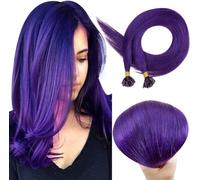 RUNATURE U Tip Hair Extensions Purple Human Hair Keratin Hair Extensions Purple U Tipped Extensions Real Human Hair Purple 18 Inch 25Gram