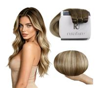 RUNATURE Weft Hair Extensions Human Hair 16in Blonde Ombre Brown #3/8/22