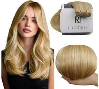 RUNATURE Weft Hair Extensions Real Human Hair Blonde Highlight 20in 100g