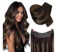 RUNATURE Wire Hair Extensions Real Human Hair Brown Ombre 14in 70g