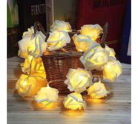 Runaup LED Rose Flower String Lights, 20 LED Warm White Battery Powered Fairy Lights Decorative Lights for Birthday Party Wedding Festival
