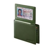 RUNBOX Genuine Leather Wallet for Men, Slim Rfid Blocking Bifold Mens Wallet, 12 Card Slots (2 ID windows) Card Holder Wallet with Gift Box, E-Green, Minimalist