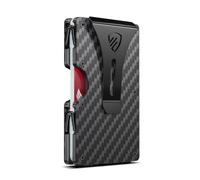 RUNBOX Minimalist Wallet for Men - Slim RFID Blocking Metal Card Holder with Money Clip, Ultra-Thin Front Pocket Design Holds Up to 15 Cards, Gifts for Men, Aerospace Aluminum Carbon Fiber, 0.24" x