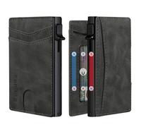 RUNBOX Slim Card Wallet for Men with ID Window - Minimalist RFID Wallet, Pop-Up Function, Ultra Thin Design, Metal Business Card Case Holds 8+ Cards, Gifts for Men, Men's Accessories, Bicolor Crazy